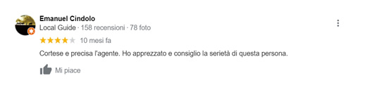 Recensione Google di Emanuel Cindolo