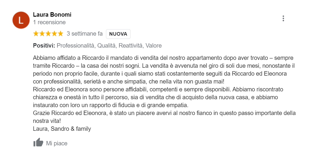 Recensione Google di Laura Bonomi