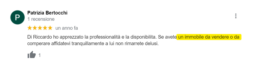 Recensione Google di Patrizia Bertocchi